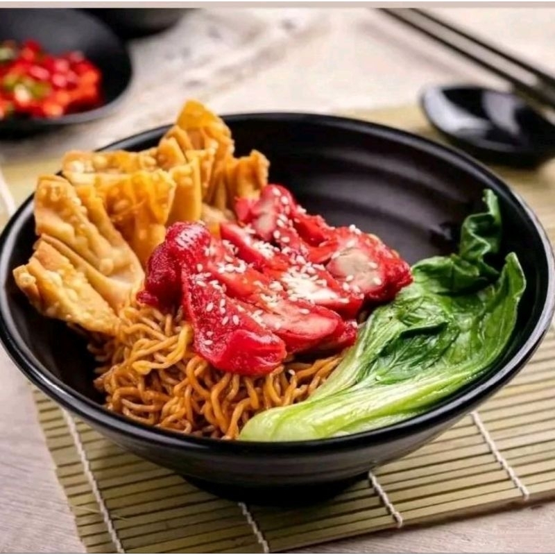 (6 PCS) Mangkok Ulir Model Batu 8 Inch - Golden Dragon Melamine (W6308A)