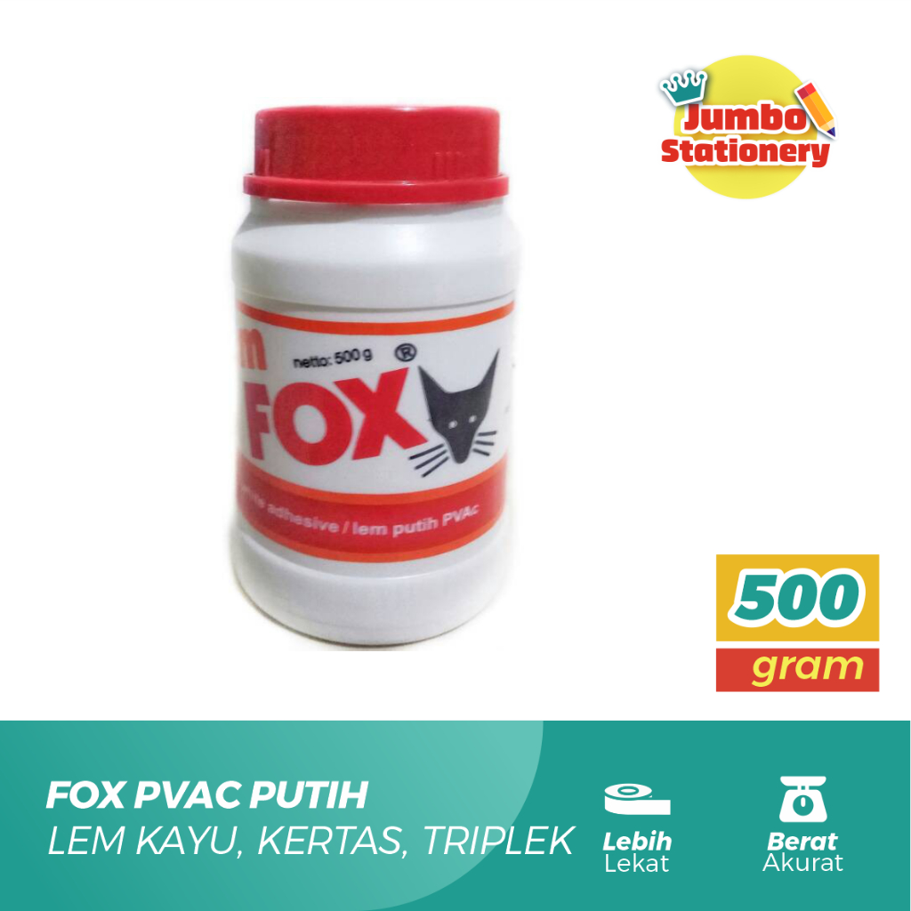 

Lem Fox Botol Lem Putih PVAC Lem Kayu Botol 500 GRAM 500gr