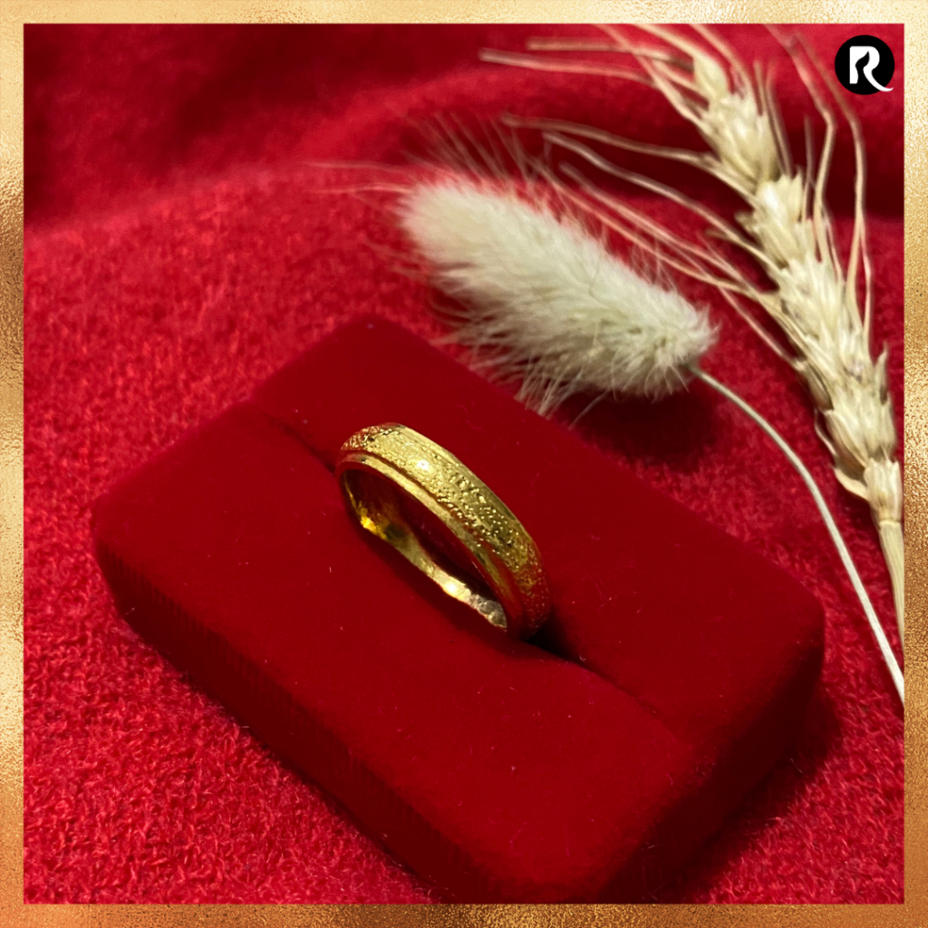 Cincin Ring Emas 24 karat asli 99% Model Pasir timbul