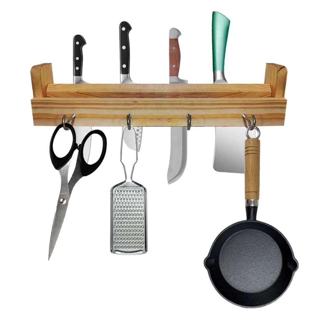 Rak Pisau/Piso Kayu Gantung + Kapstok