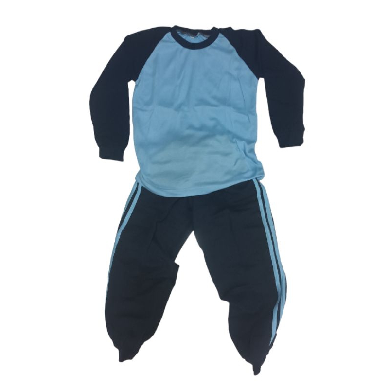 Seragam olahraga PAUD TK Biru Baby Dongker Raglan