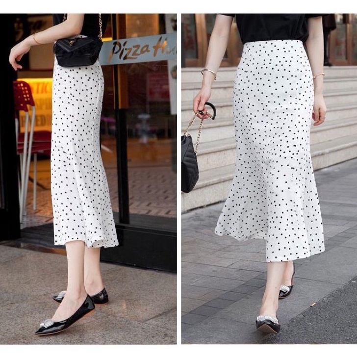 MDWQ7925 TERMURAH Rok mermaid / rok polkadot bahan woolpeach fit to xl / rok duyung