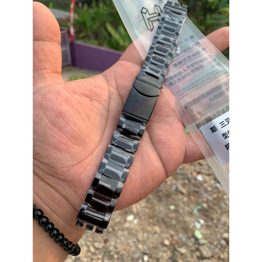 Strap Tali Jam Tangan Rantai Hitam Stainless Steel Swatch 17mm Aftermarket