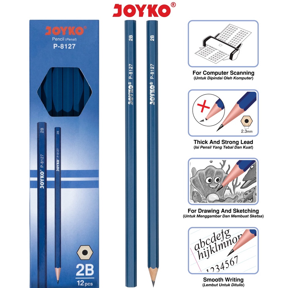 

Terlaku. Pencil Pensil Joyko P-8127 2B 1 Box 12 Pcs ←✻