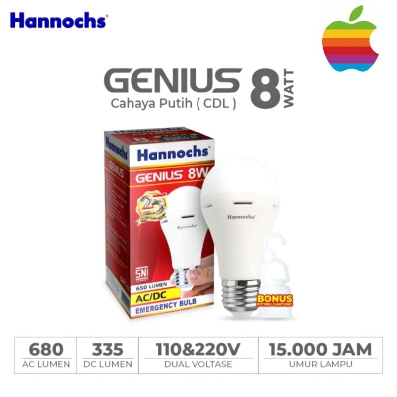 Led Hannochs Genius 8 Watt - Hannochs Emergency 8 W AC / DC Lampu Emergency