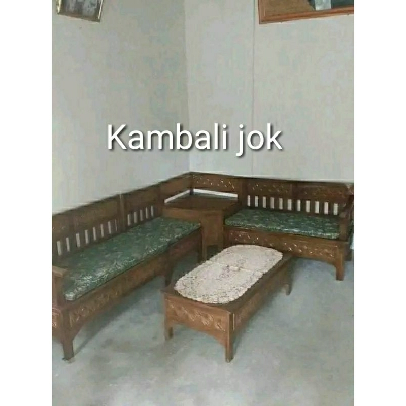 Custom request SARUNG+ISI BUSA jok bantalan dudukan kursi tamu sudut ( kain TDK anti air warna hijau