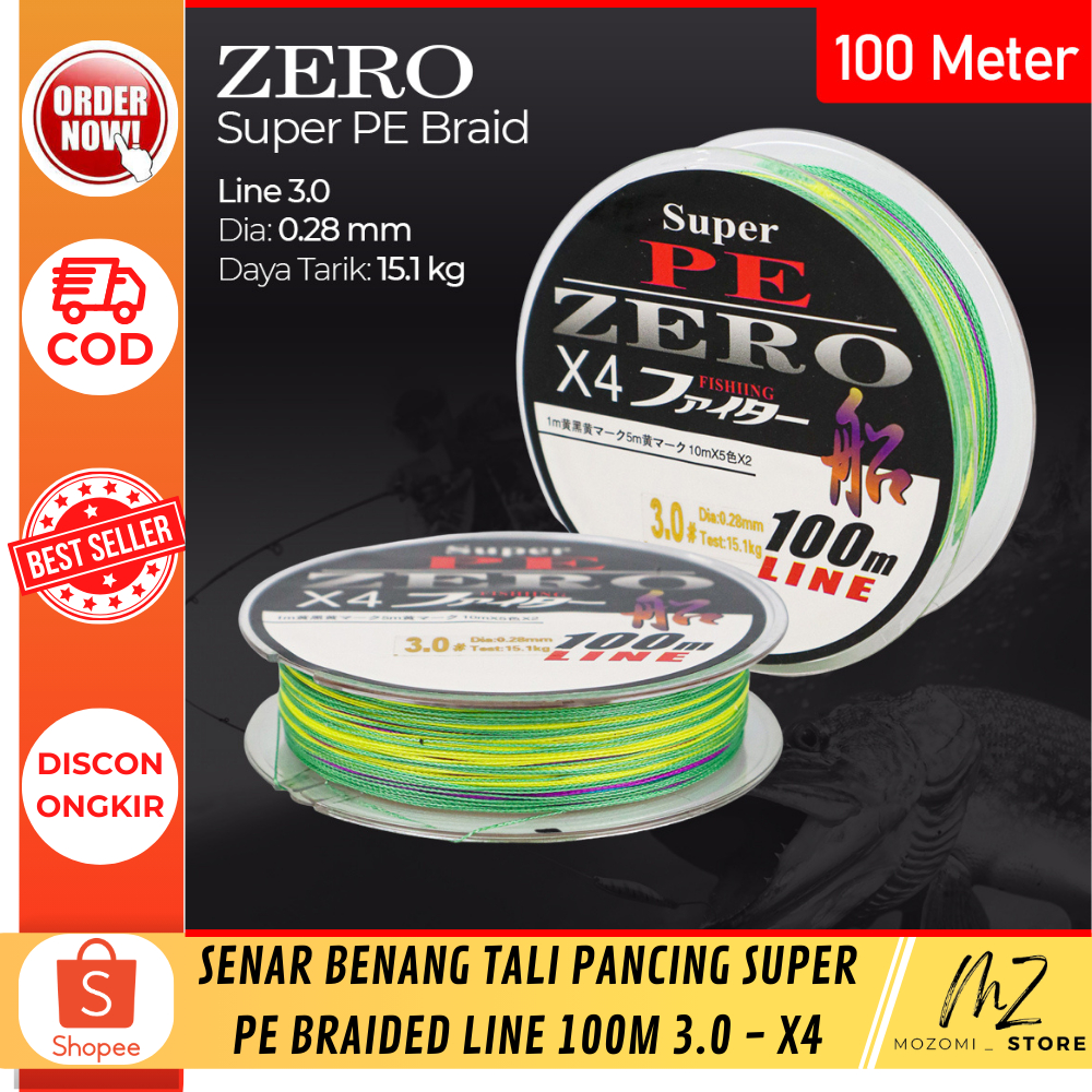 Senar Benang Tali Pancing Super PE Braided Line 100M 3.0 - X4 / aksesoris alat memancing / alat manc