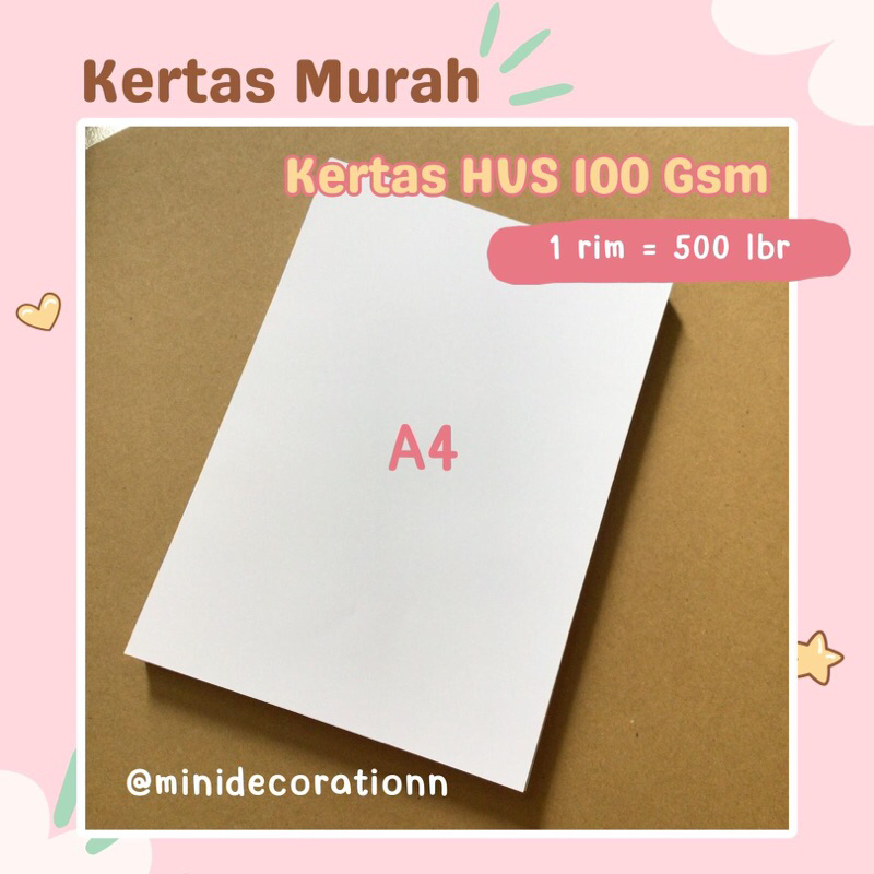 

1 RIM KERTAS HVS 100 GSM PUTIH ECERAN MURAH