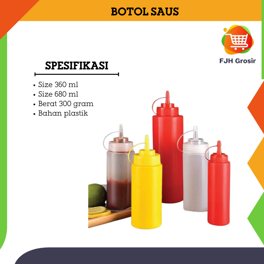 Botol Saos Plastik Tempat Saos Kecap Dispenser Mayonaise Angka Tutup Botol Serbaguna