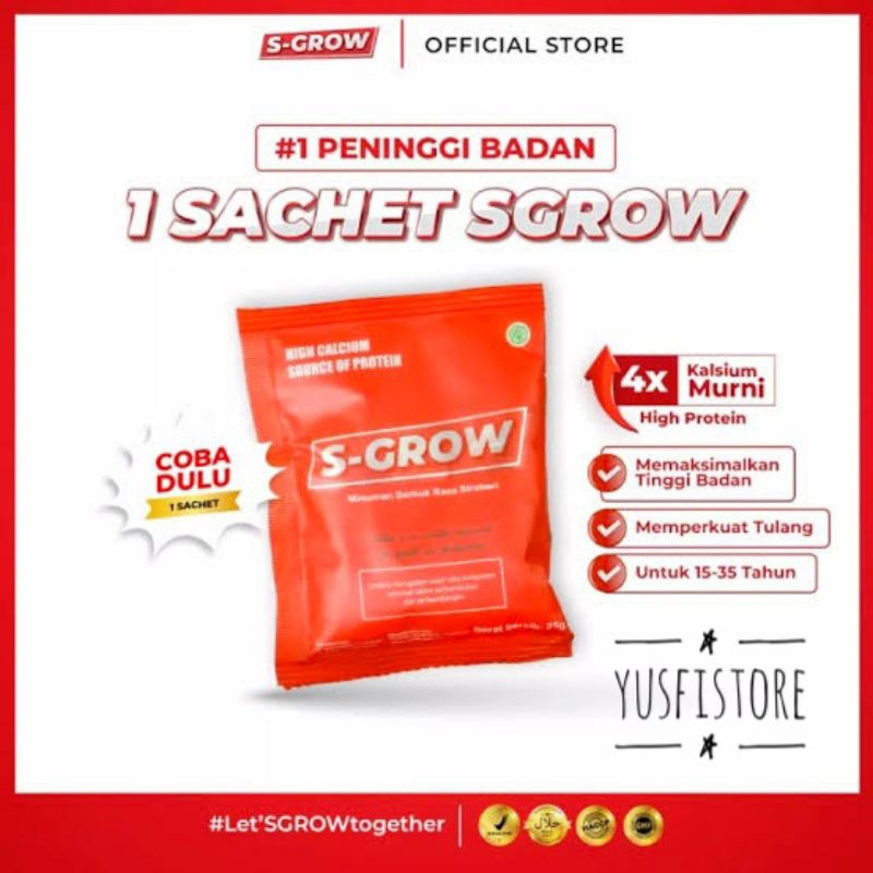 Sgrow 1 SACHET S Grow Peninggi Badan Asli 100% Original Peninggi Badan High Calsium Tinggi Badan