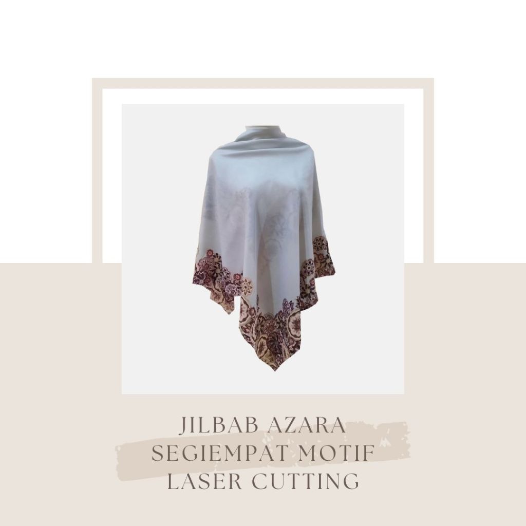 JILBAB AZARA SEGIEMPAT MOTIF LASER CUTTING - Hijau
