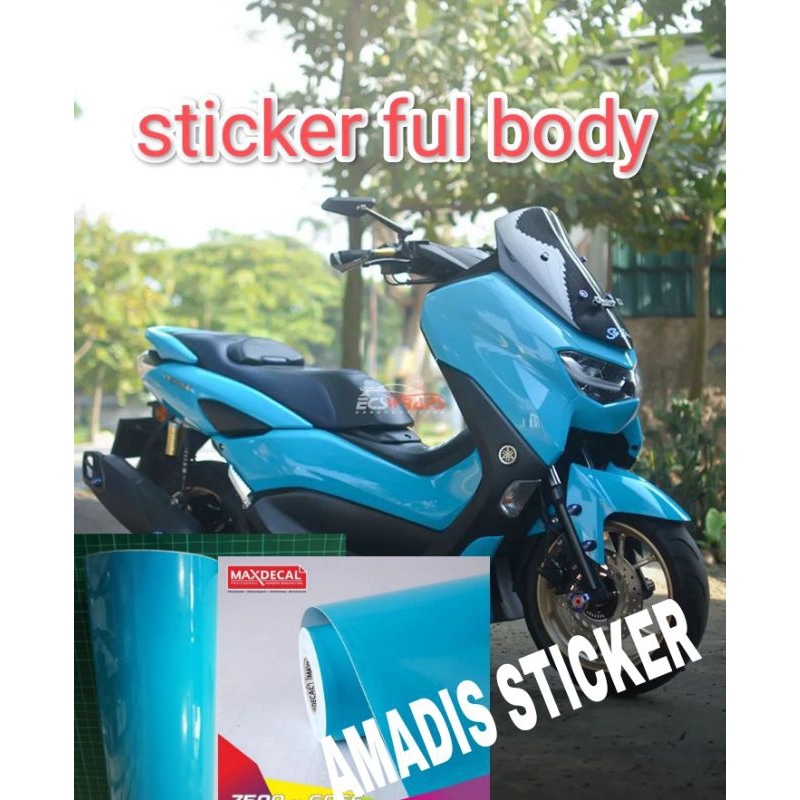 Stiker skotlet ful body nmax biru tosca glossy scotlite Decal polos nmax sticker turquise blue
