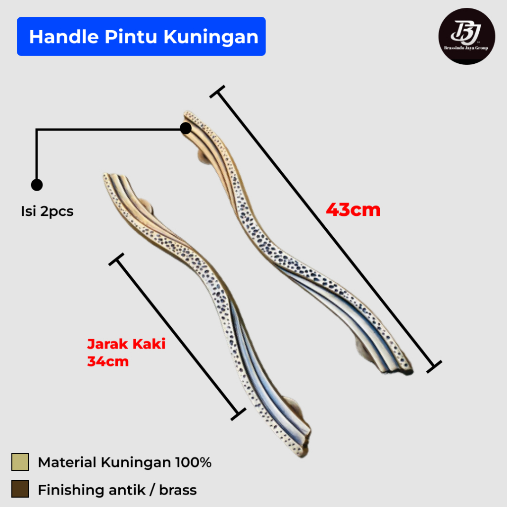 Handle Pintu Kuningan Model Kipas Rintik / gagang pintu kuningan antik