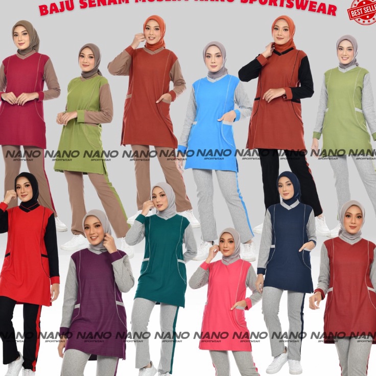 ✶TERLARIS,,✶ NANO BAJU SENAM MUSLIM/ Baju Olahraga Wanita / setelan senam muslim / Baju olahraga mus