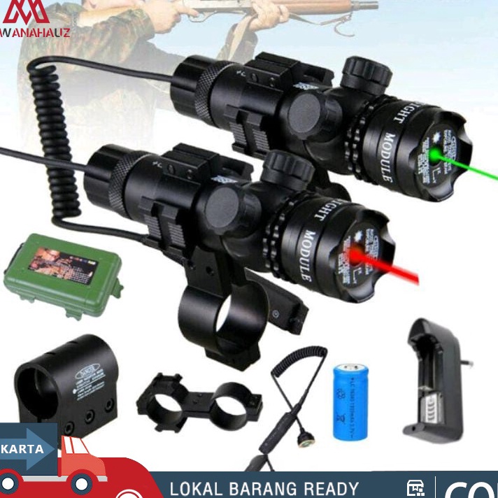 ✷BigSale✷ Laser Senapan Nyala Hijau dan Merah - Scope Siang Malam Fullset - Laser Scope Pointer Berb