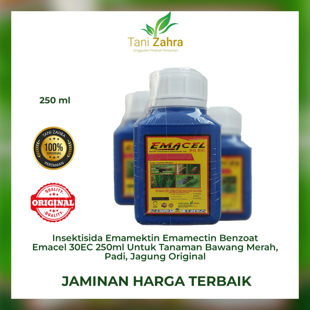 Insektisida Emamektin Emamectin Benzoat Emacel 30EC 250ml Untuk Tanaman Bawang Merah Padi Jagung Ori