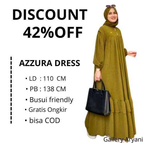 Azzura Dress//Gamis Bahan Cringkle Terbaru