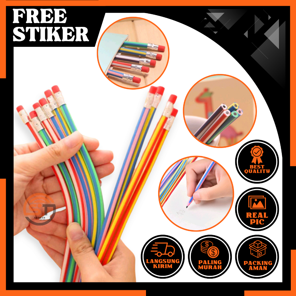 

1PCS Pensil Flexsible Lentur Unik Lucu Pencil Flexibel Karet Gulung Anti Patah A011