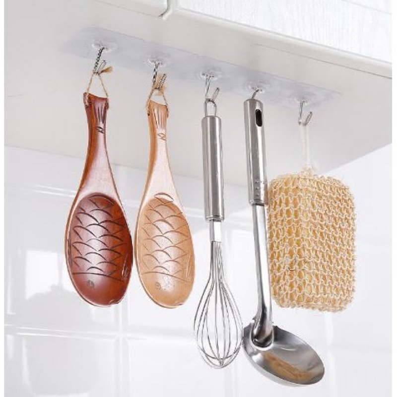 Gantungan HOOK Tempel Transparan Hanger Besi Cantelan Dinding Kait Dapur Kaca Kamar Mandi Tembok