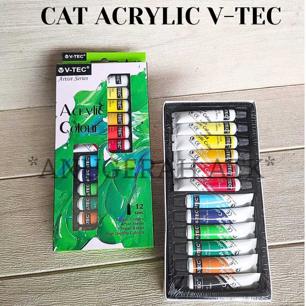 

Cat Acrylic / Cat air Akrilik Berkualitas V-TEC 12 Warna 6ml