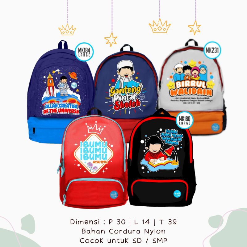 Tas Anak Laki-laki Sekolah SD Waterproff  Ori Moslem Kids