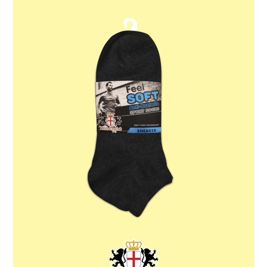 *Ready Stock* DIRTY ENGLISH Men Sport Sneaker Sock Anti Bacteria 3 Pairs Pack - Kaos Kaki Olahraga P