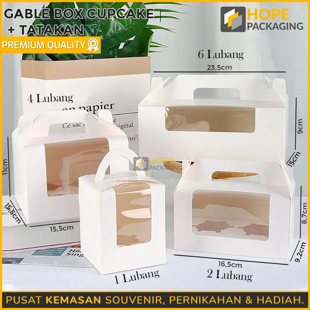 Box Cupcake + Tatakan / Gable Box 1 / 2 / 4 / 6 / 12 Lubang / Box Cupcake Muffin / Box Kue Muffin / 
