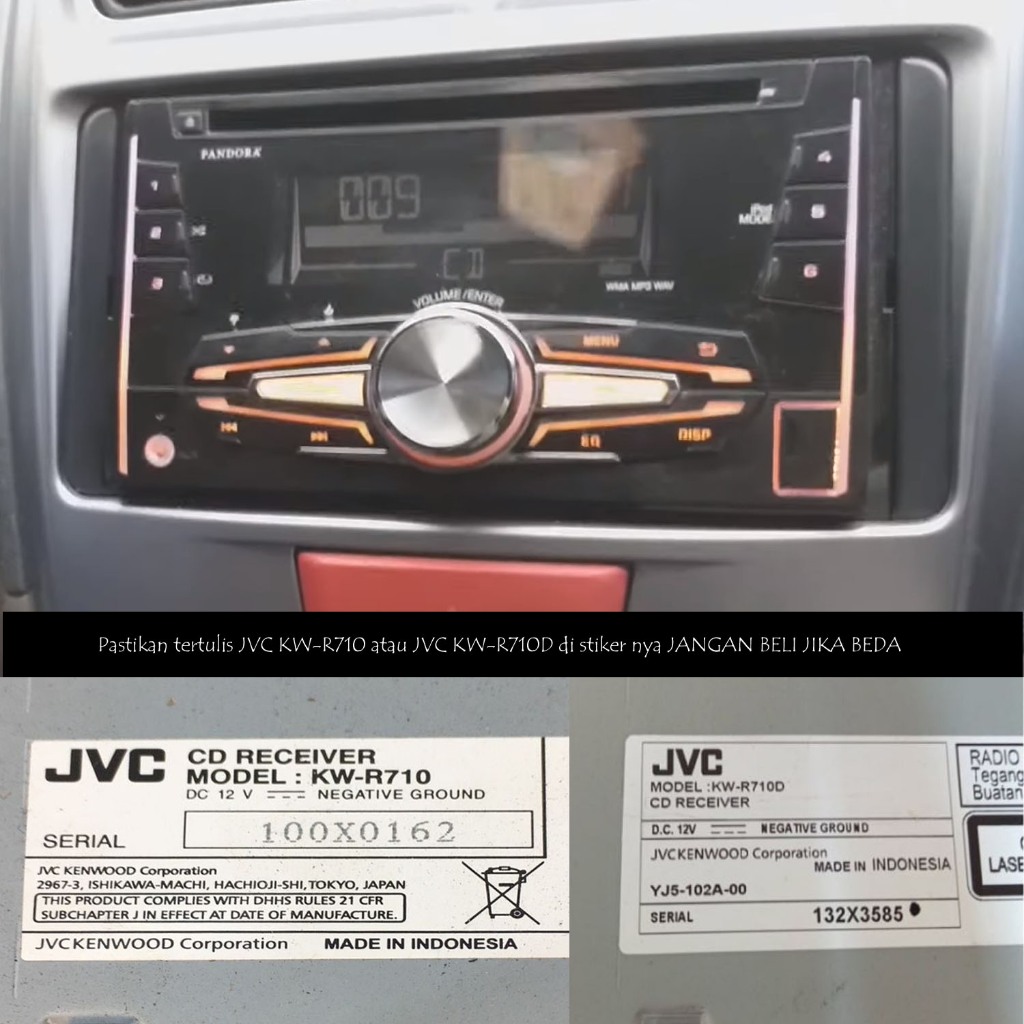Soket HU Pandora JVC KW-R710 JVC KW R710D Head Unit Bawaan Daihatsu Xenia