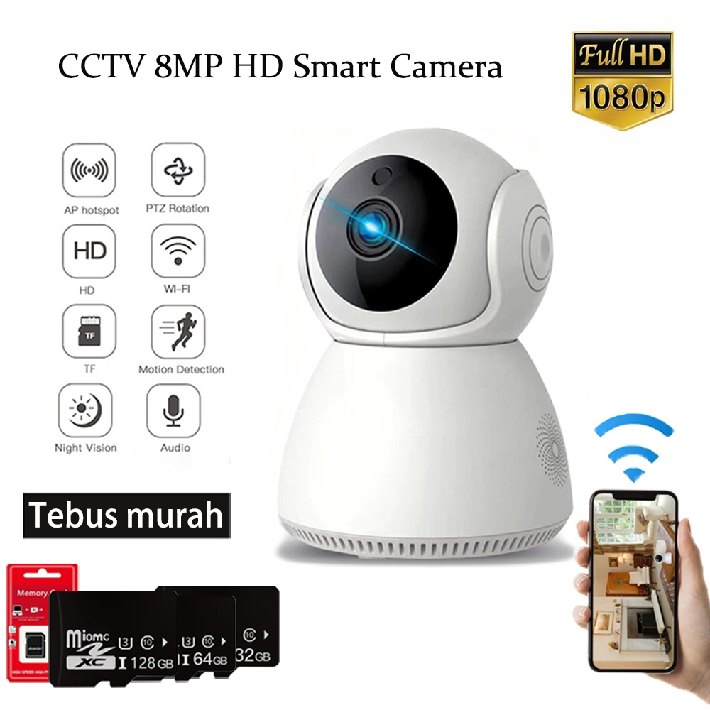 【Gratis Ongkir+COD】CCTV Snowman IP Wifi Kamera CCTV HD 8MP Wifi 360 PTZ Anti Air AP Mode Wifi Indoor