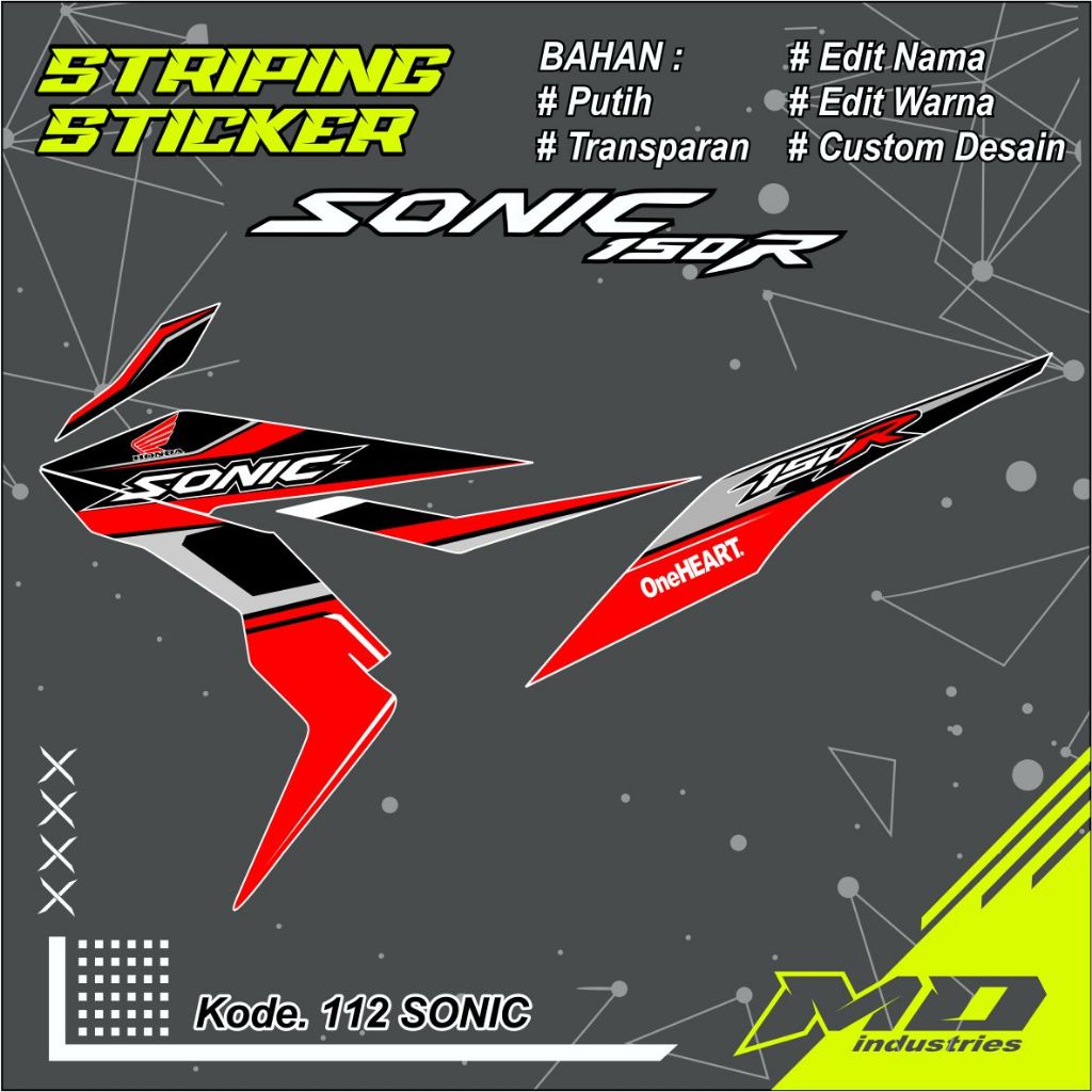 Striping Sticker Sonic 150R - STRIPING SONIC-Striping Transparan Sonic 150R
