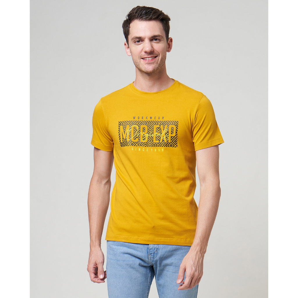 MCB Kaos Pria Reguler Fit Print Logograph T-shirt Putih Mustard | 0117063.18063