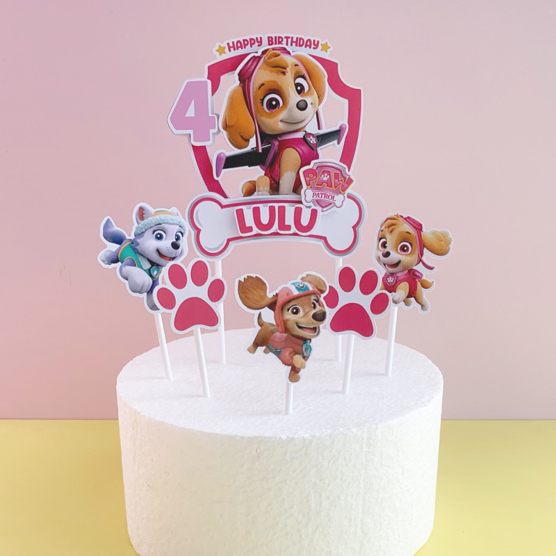 Cake Topper Paw Patrol Versi Anak Cewek Cowok Hiasan Kue Ulang Tahun Tusukan Cake Dekorasi Pesta
