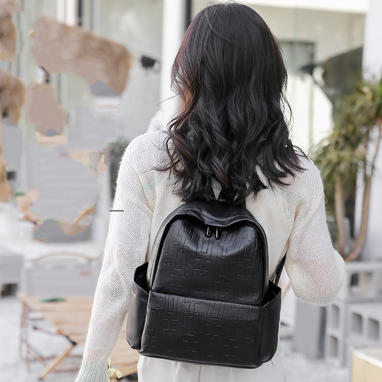 SPDM-589 TAS RANSEL WANITA KOREA KULIT HITAM BACKPACK GENDONG PUNGGUNG SEKOLAH KULIAH KERJA BRANDED