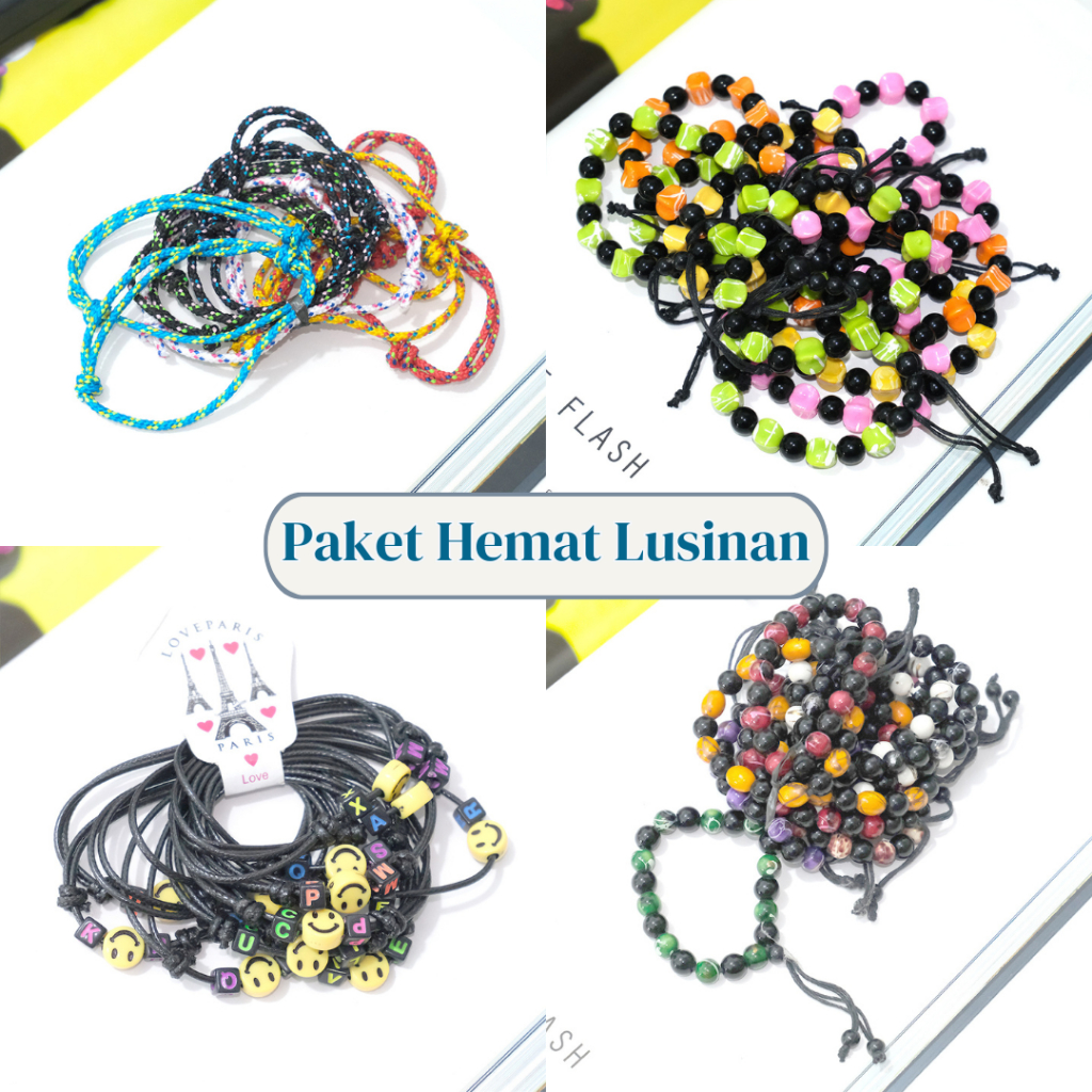 (COD)12 PCS / 1 LUSIN GELANG TALI BATU LUSINAN GELANG LUSINAN GROSIRAN MURAH PASAR MALAM GELANG PRUSIK ANAK DAN DEWASA