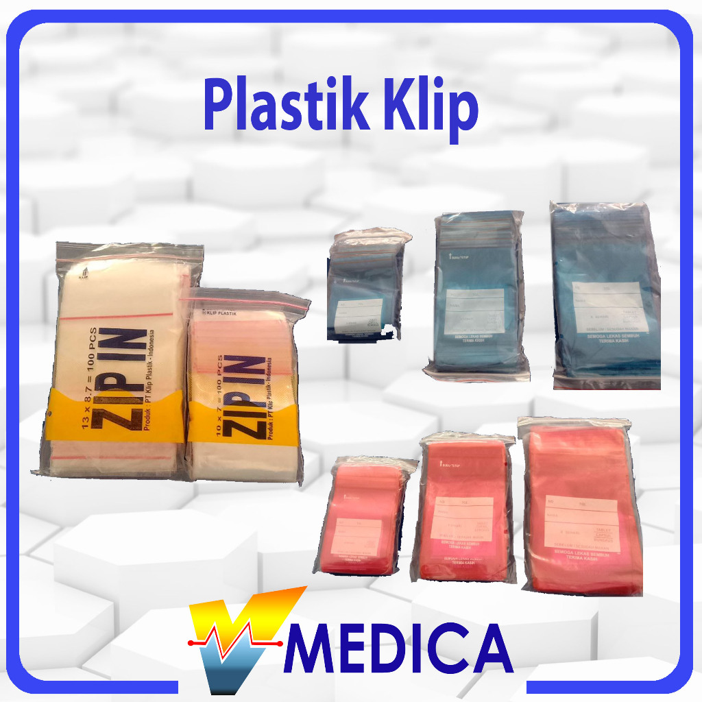 Plastik Klip Obat Polos / Plastik Klip Obat Cetak Bawah Merah Biru