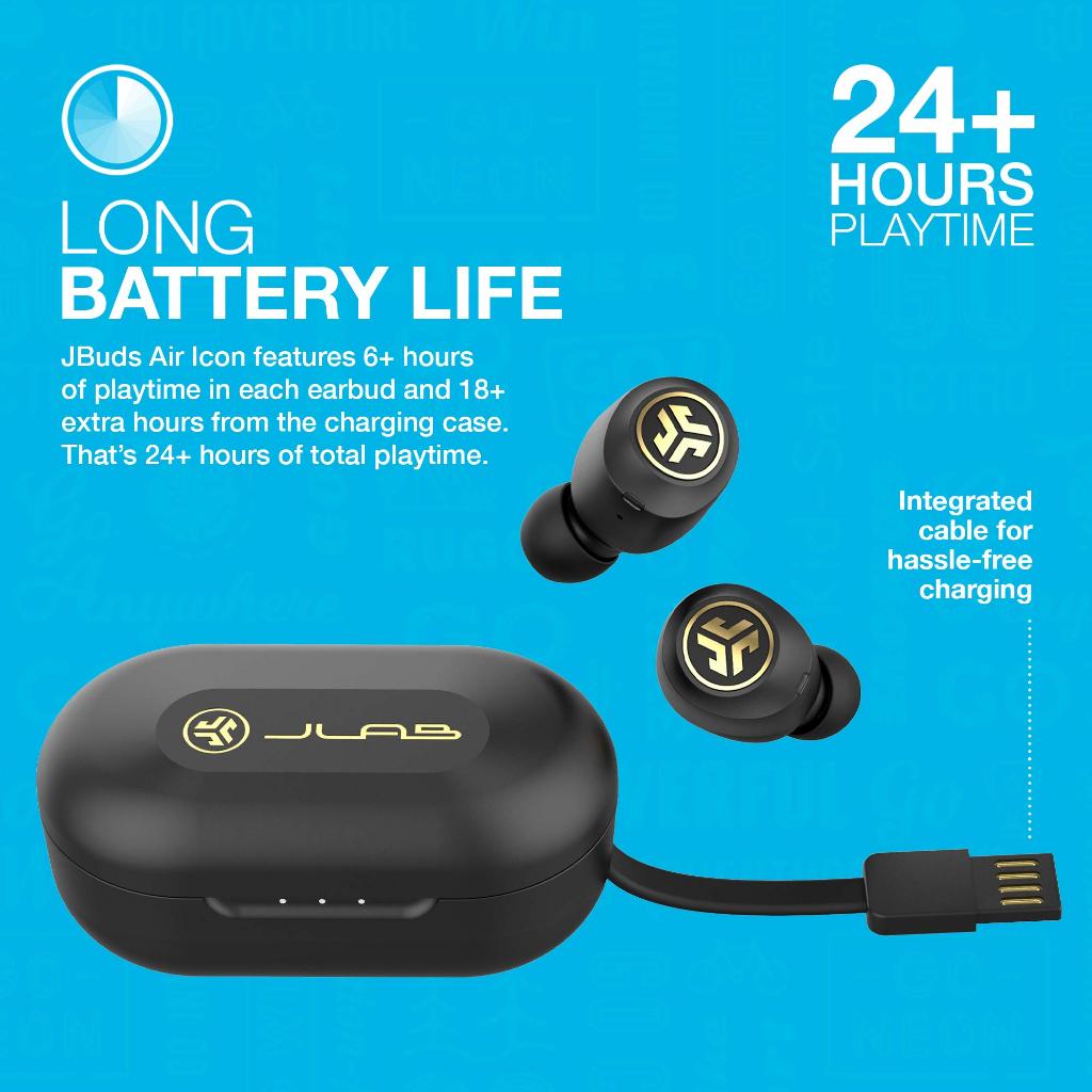JLab JBuds Air Icon TWS Earbuds with Mic Bluetooth Earbuds Black & Gold