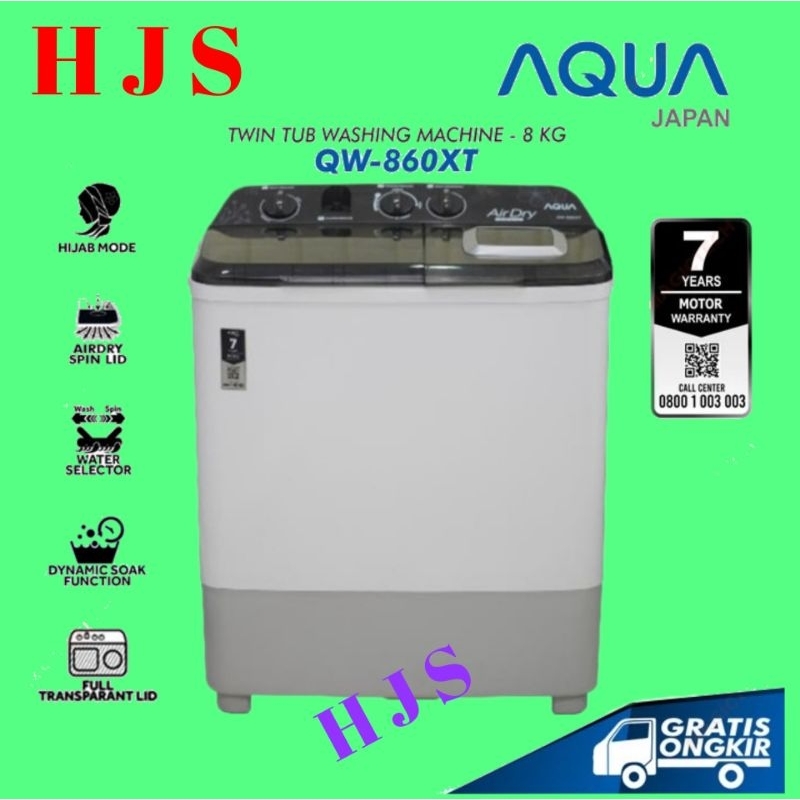 MESIN CUCI AQUA 8 KG QW-860XT / QW-860 2 TABUNG MANUAL - HIJAB MODE