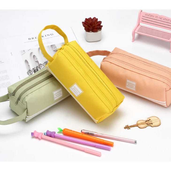 

Kotak Pensil Dompet Tempat Pensil Stationary Dual Zipper