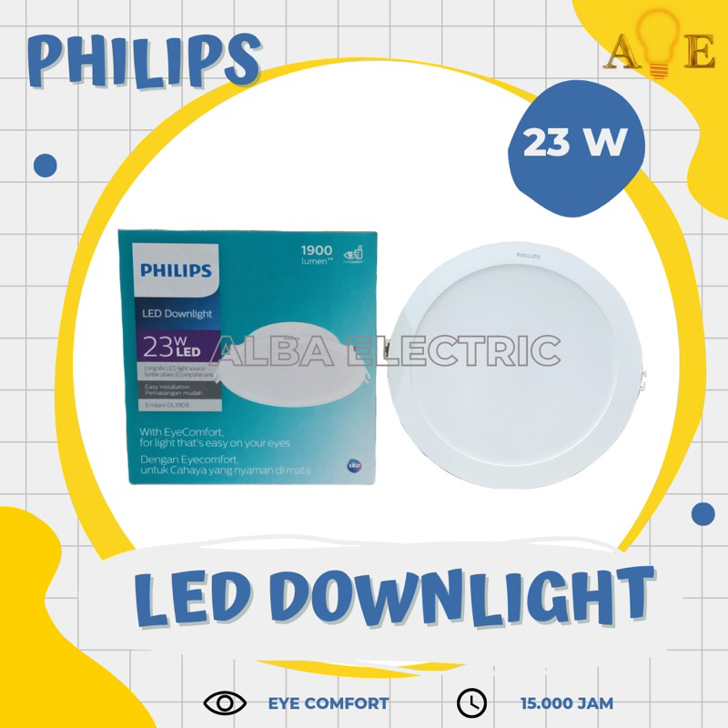 Lampu Downlight Philips LED 23 Watt Putih Cool Daylight 6500K Eridani DL190B Philips Downlight 23W L
