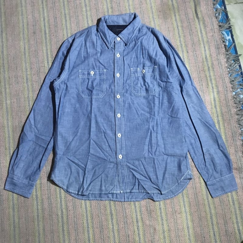 Kemeja Panjang Rage Blue Linen Biru Original Second Preloved