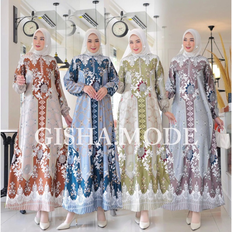 Gamis Utsara Silk |Gamis Silk Premium |Gamis Motif Terbaru