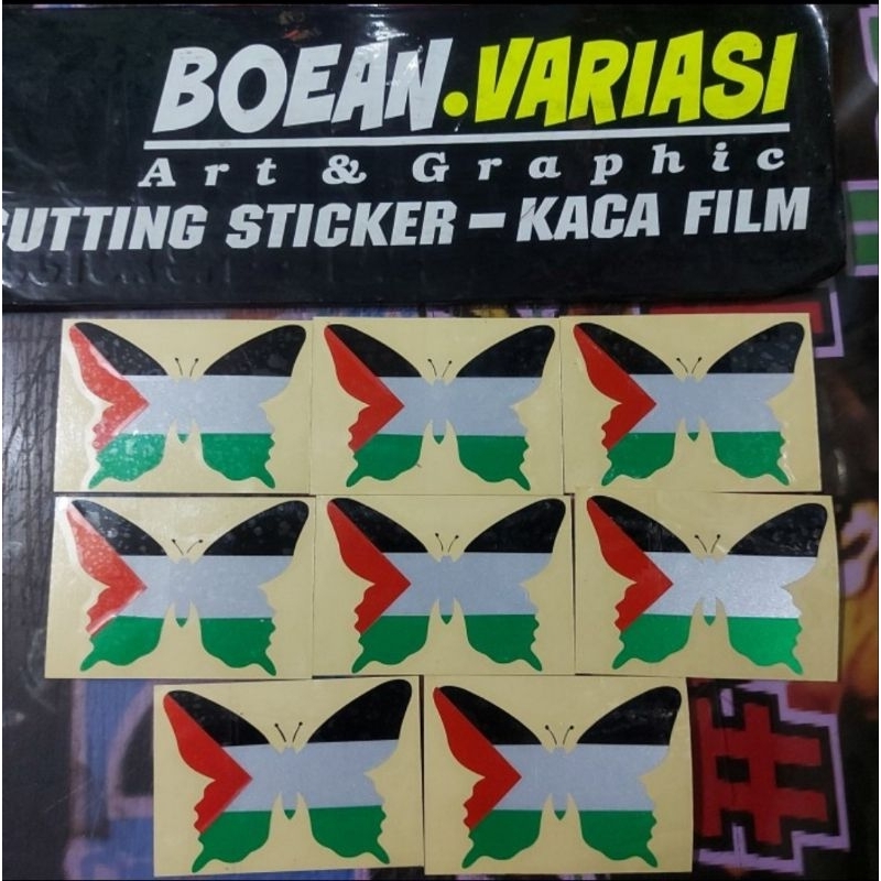 cutting sticker bendera palestine model kupu kupu free palestine motor mobil