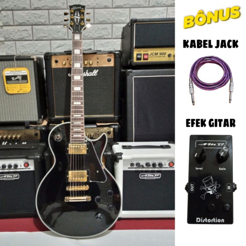 Gitar listrik / electrik gibson black beauty custom hq BONUS kabel jack &amp; efek gitar