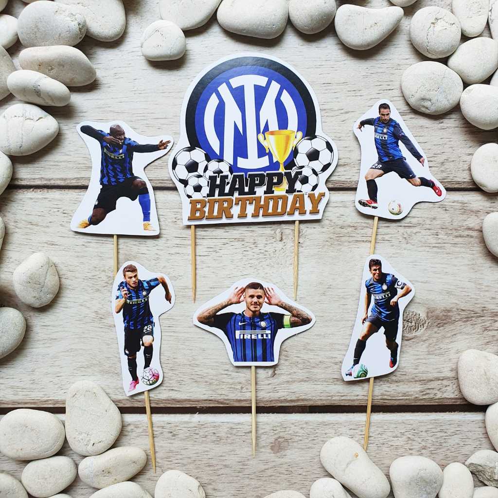 SK Intermilan Football Club FC Sport Sepak Bola Inter Milan Cake Topper Hiasan Kue Birthday 1 set