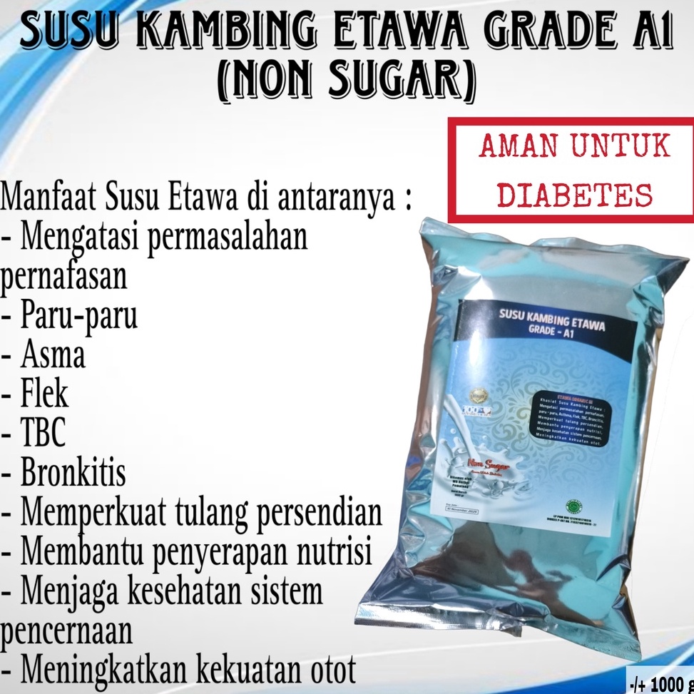 

✔FREE ONGKIR✅ SUSU KAMBING ETAWA GRADE A NON SUGAR 1KG AMAN UNTUK DIABETES