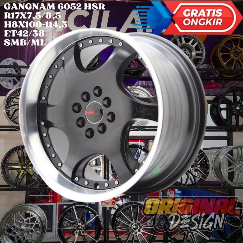 Velg Mobil Ring 17 HSR GANGNAM R17 LEBAR 7,5/8,5 BAUT 4 ET42/38 SMB/ML