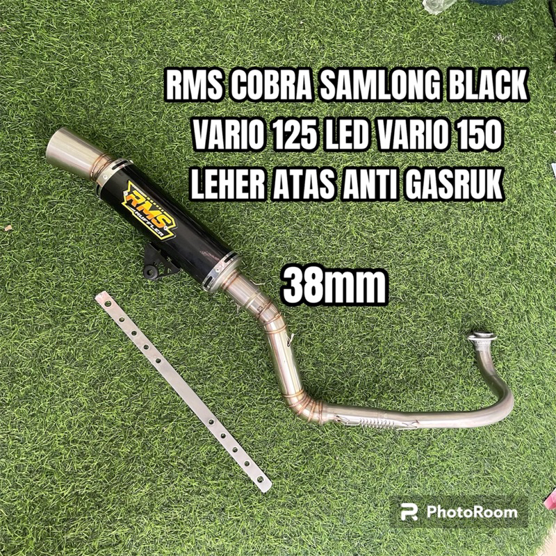 knalpot samlong rms vario 125 led vario 150 black sarangan full setengah dan bor inlet 38
