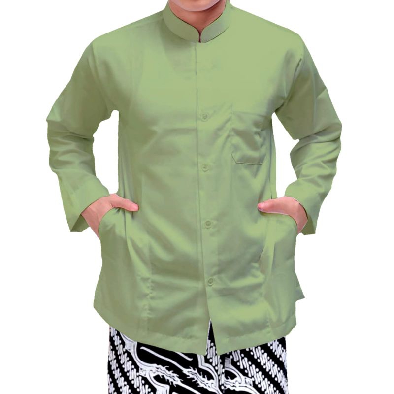 Davina Batik Baju Koko Polos Pria Dewasa Lengan Panjang Baju Haibah Bisa COD