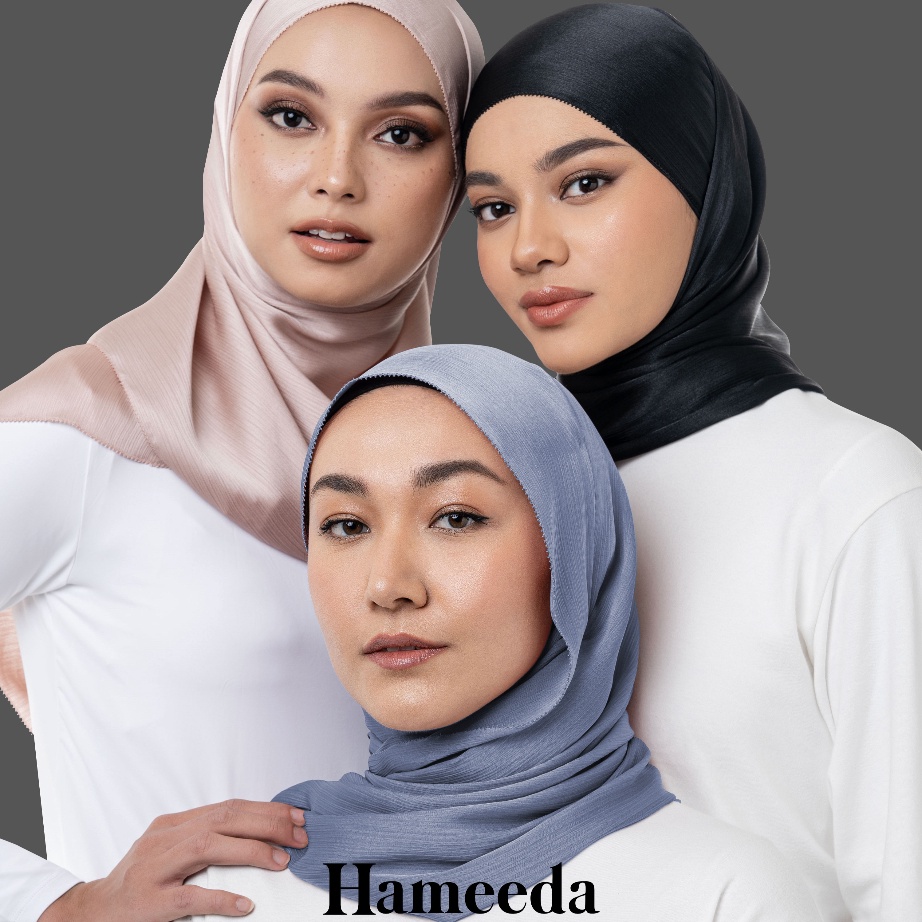 Ready Stock,, Hameeda - Duha Crinkle Silk Pashmina | Eyelash Hem Stitch.