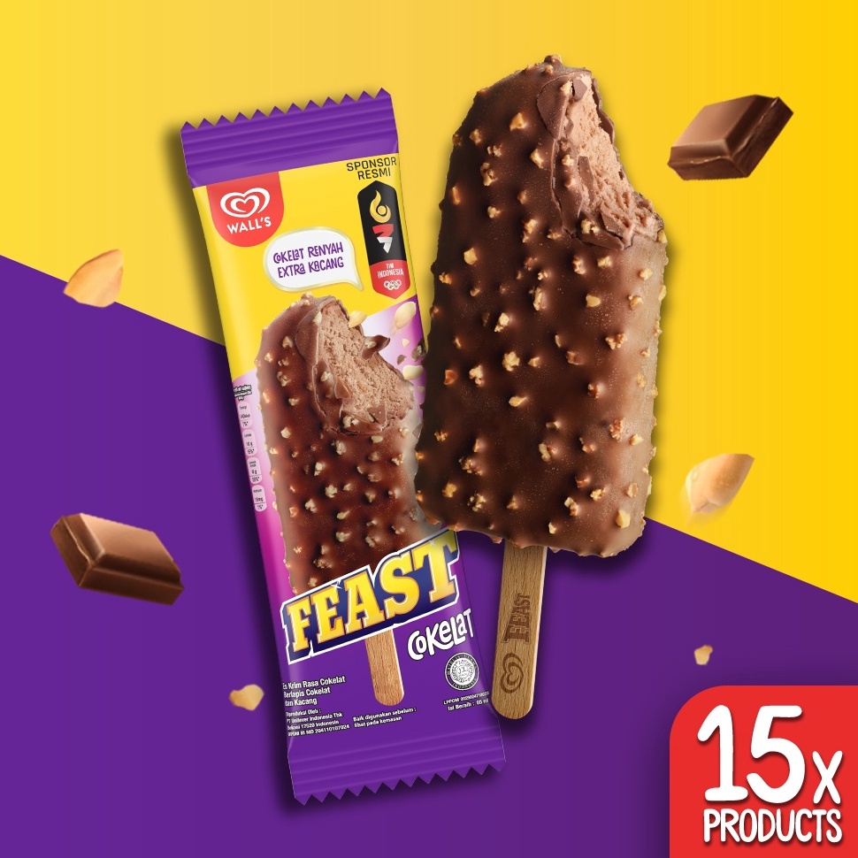 

⚡BEST SELLER⚡ 15 Pcs Feast Coklat 65 ML - Es Krim Wall's